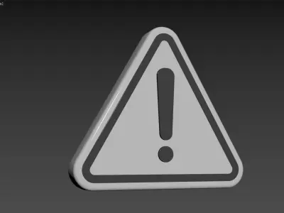 Warning sign Low-poly 3D model