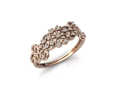 Women Ring Diamond Stone STL 3DM Lightweight Printable 3D print model 72