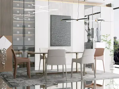 Modern table and style restaurant 3D model