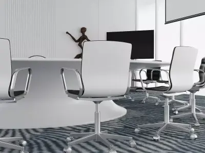 Futuristic White Conference Hall 3D model