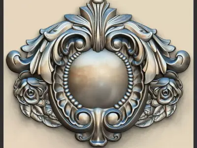 floral door wood carved  3D model