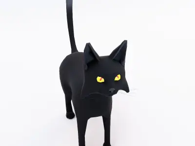 Creepy stray cat low poly 3d model  Low-poly 3D model