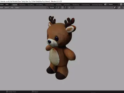 Deer Tedy Bear Toy 2 Low-poly 3D model