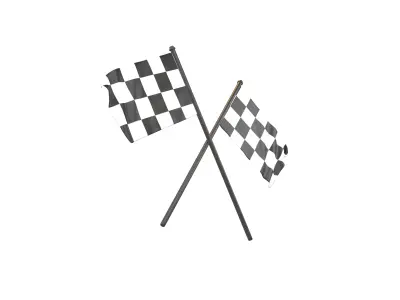 Checkered Racing Flag v2 001 Low-poly 3D model