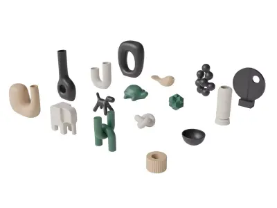 Modern Sculptures Pack Low-poly 3D model