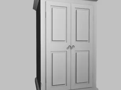 Mueble wooden armoire with two doors Low-poly 3D model