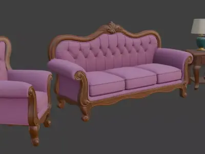 Cartoon sofa set 3D model