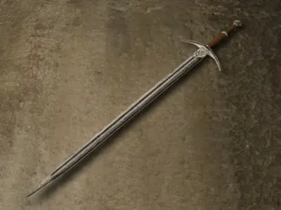 Shield and swords Low-poly 3D model