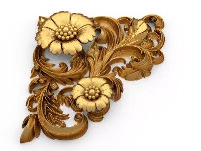 Classic carved corner decor ornament cnc 3d printing stl 03 3D model