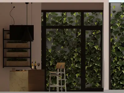 Kitchen model modern with windows 3D model