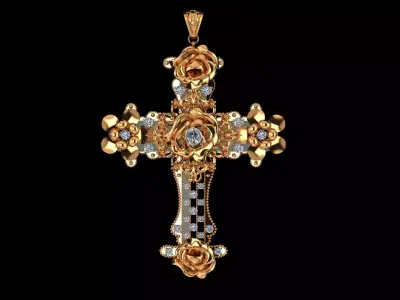 Rosette Harmony Cross Pendant 3D print model