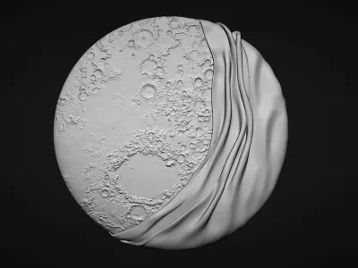 Moon Bas relief wall decor  for cnc carving 3D print model