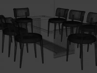 Modern 8 Seater Dining Table Set 3D model