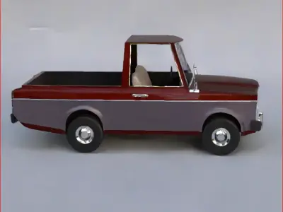 80 s carton pick-up Low-poly 3D model