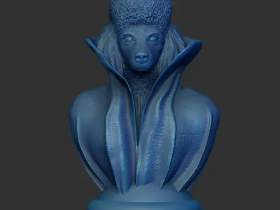 Poodle with Collar Cape on Pedestal 3D print model