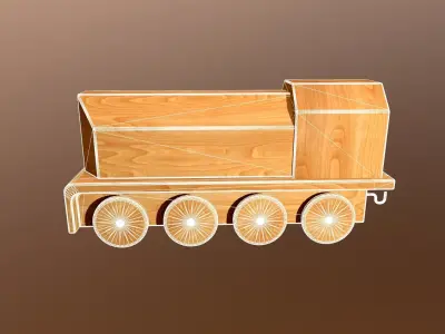 Wooden Toy Train - Engine 002 Low-poly 3D model