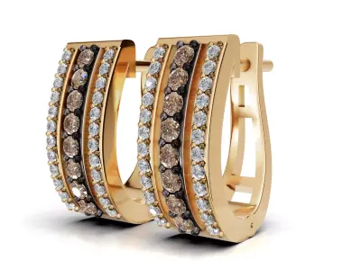 AV 741 Diamond Womens Huggies Hoop Earrings 3D print model