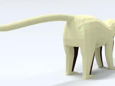 Low Poly Cartoon Sifaka Lemur Low-poly 3D model