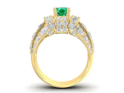 Elegant Hong Kong Diamond Ring Yellow Gold for Women 732 3D print model