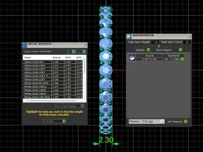 U Shaped Eternity Ring 2 point 3 mm stone size swiss 18 and EU58 3D print model