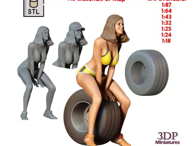 N4 Pit Girl with Tire 3D print model