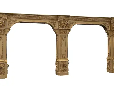 Classic Royal Wooden Arch Column 3D model