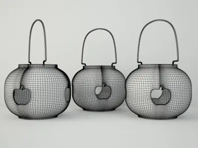 Ceramic Lanterns with Apple and Pear CutOut 3D model