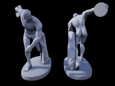 Greek statue set Low-poly 3D model