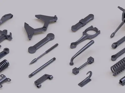 100 elementary industrial parts 3D model