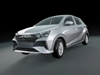 Perodua Axia D74A 2023 with Interior Low-poly 3D model