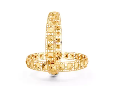A modern geometric gold bangle for effortless luxury 3D print model