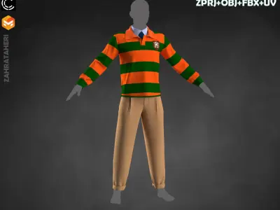 3 MEN VINTAGE SPORTSWEAR OUTFIT 3D model