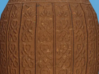 Ornate Clay Urn 3 Low-poly 3D model