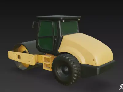 Road Roller Low-poly 3D model