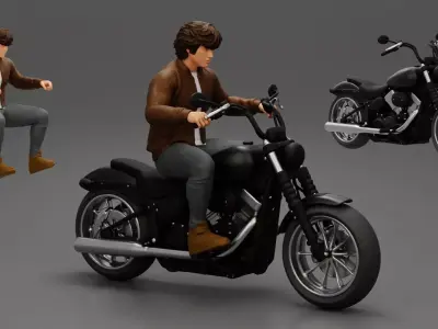 Separated - Young man riding a motorbike - motor and motorbiker 3D print model