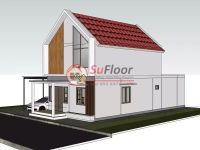 House 12x16m code 648 - Sketchup 3D model 3D model 3D model