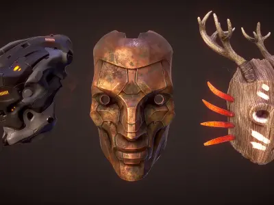 Masks pack 2 Low-poly 3D model