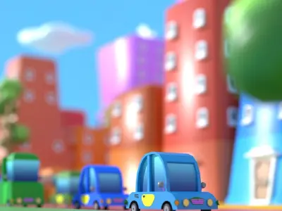 Simple City Cartoon 2 Low-poly 3D model