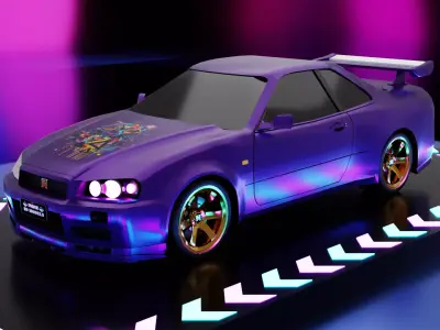 Nissan Skyline R34 GTR V 1999 Low-poly 3D model