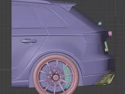 Audi RS3 Sportback High Quality Rear Side 3D Model 3D Printable 3D print model