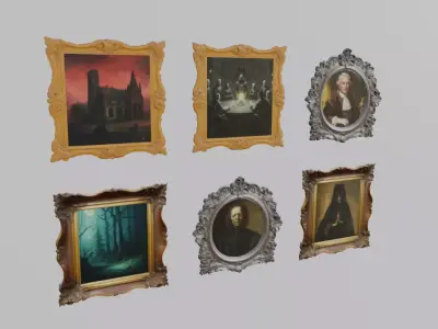 Gothic Horror Paintings with 3 Frame Variations 3D model