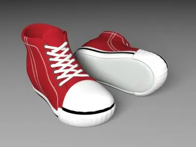 Cartoon red shoes Low-poly 3D model