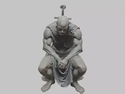Man Medieval sculpture Low-poly 3D model
