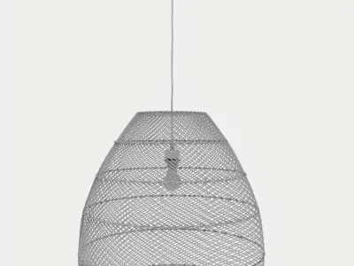 Lamp Rattan Pendant 2 Free 3D model