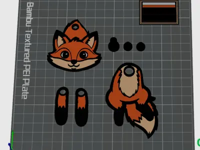Hanging cute fox keychain 3D print model