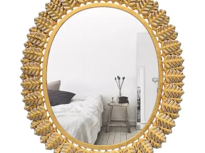 Metal mirror with gold leaf decor 56962240 3D model