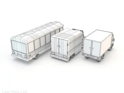 Bus Truck Lorry City Cars Pack Low-poly 3D model