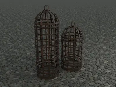 Medieval Cages 2 low-poly PBR  Low-poly 3D model