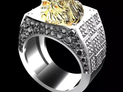 RING MAN LION Texture 3D print model 3D print model