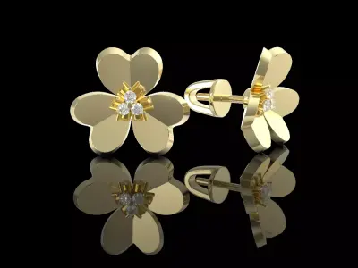 Clover earrings large model with diamonds 3D print model